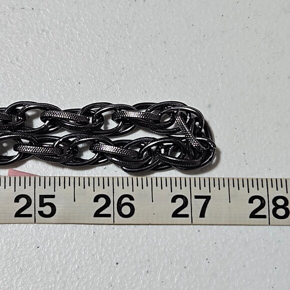 Black Gunmetal Chunky Textured Chain Necklace Tassel Ends Steampunk Gothic Unise - Picture 5 of 5